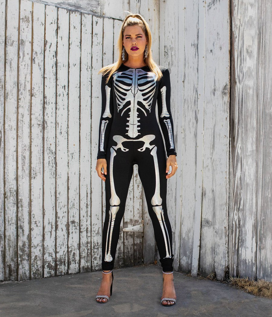 Shimmer Skeleton Bodysuit Costume