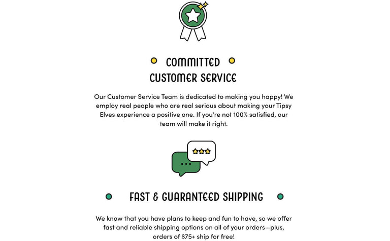 WOW Promise Image + Text blurb. Committed to Customer Service + Fast and Guaranteed Shipping