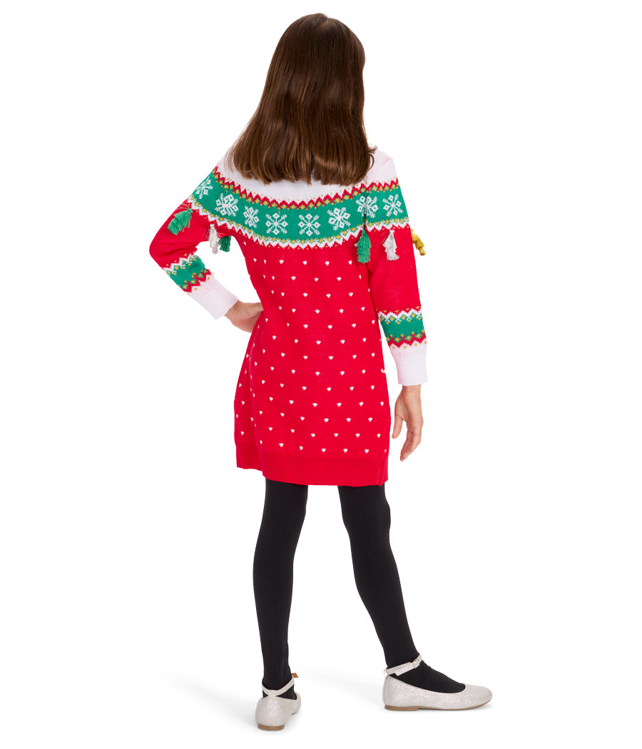 Girl's Merry Christmas Tassel Sweater Dress Image 2