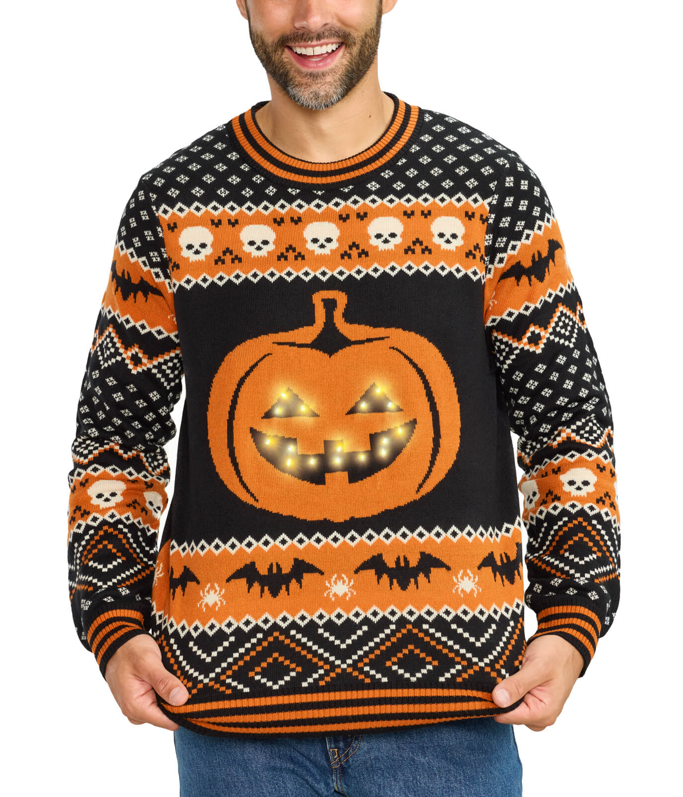 Men's Pumpkin Light Up Sweater