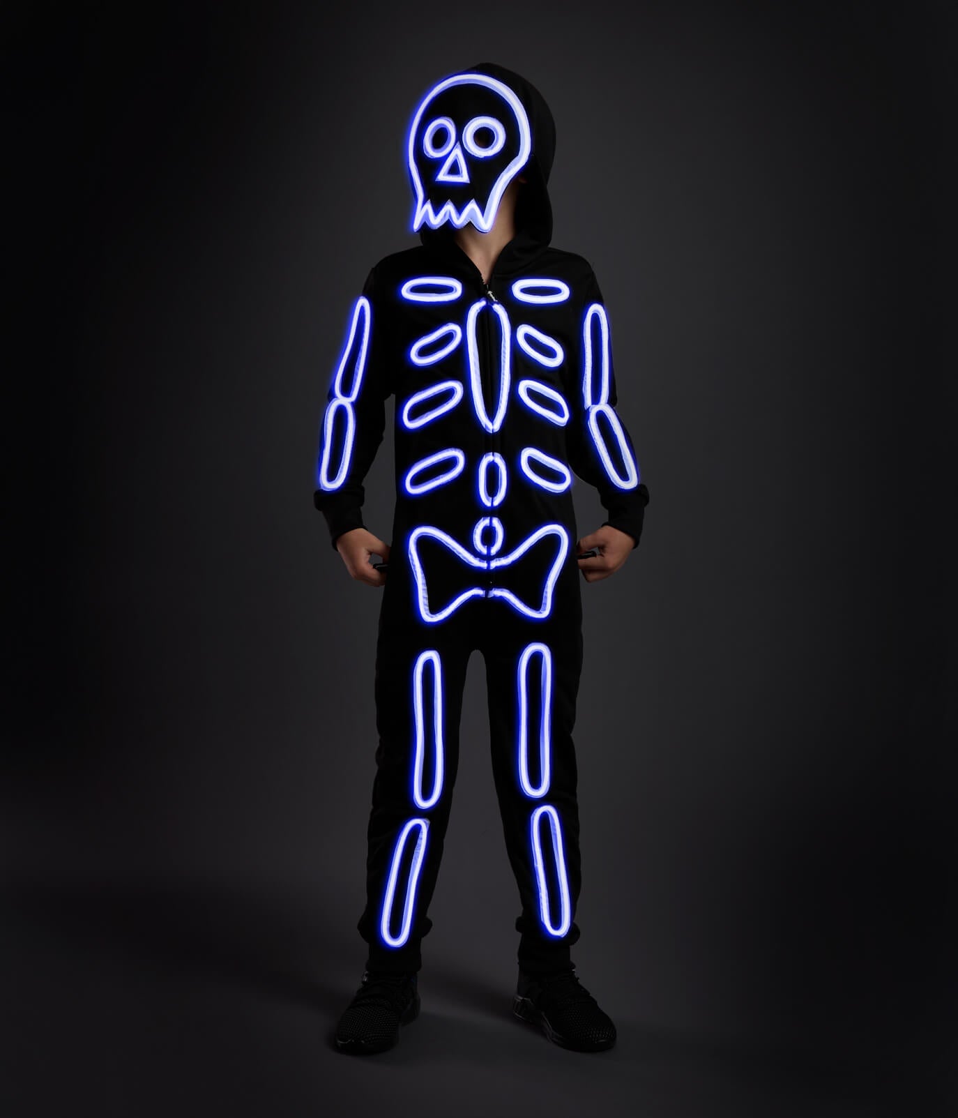 Boy's Neon LED Light Up Skeleton Costume
